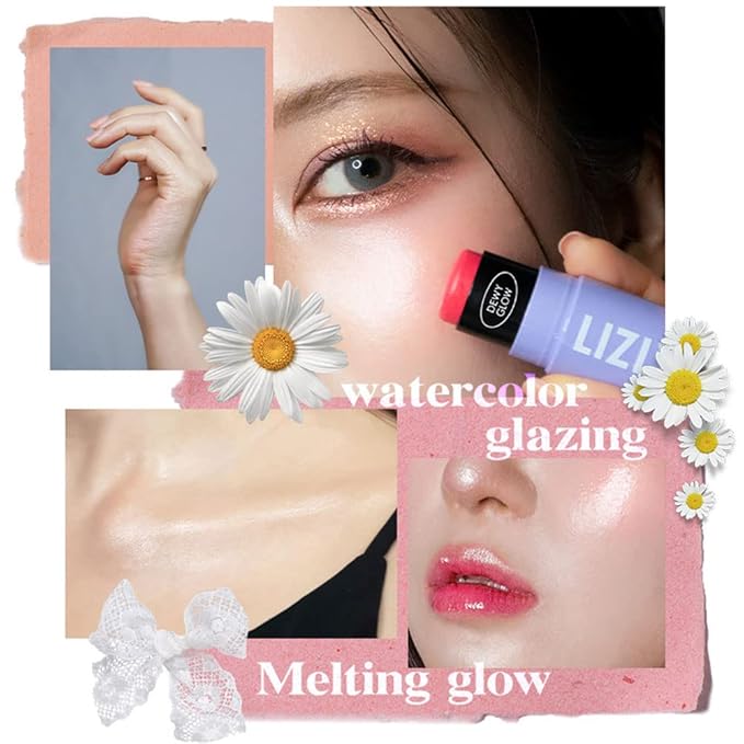 Vegan Blush Stick Multi Balm Cheek Stick Korean Make Up Dewy Glow Balm Stick sonrojo (02 Pink)-Velvo Beauty