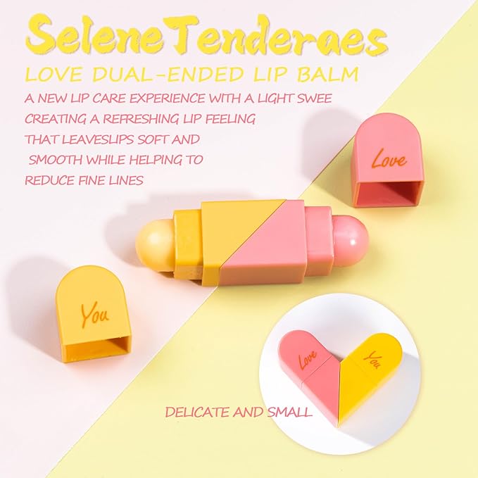 Heart Shaped Dual-use Deformable Lip Balm Stick - Honey,One end is colorless, while the other end is pink can be used as makeup, lipstick Peach. Repair, Keep Lips Moisturized, Gifts-Velvo Beauty