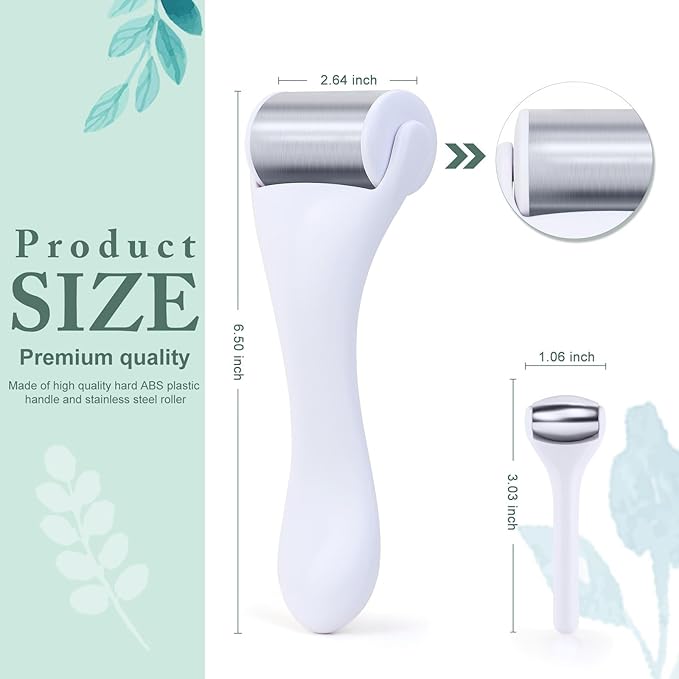 MAANGE Ice Roller For Face & Eye Roller for Puffiness,Stainless Steel Facial Roller Ice Face Roller Mini Roller Set (white 2 pcs)-Velvo Beauty