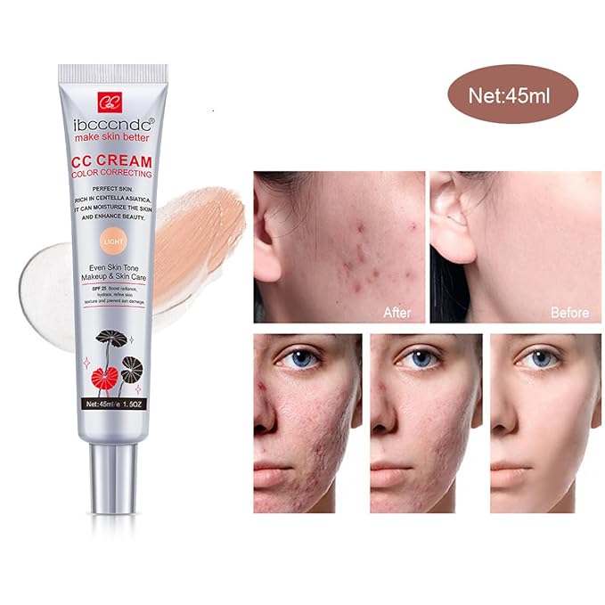Color Correcting CC Cream with SPF 25,Full-Coverage Foundation,Hydrating Serum,Refine Skin Texture, Avoid Sun Damage (Light, 45 ml)-Velvo Beauty