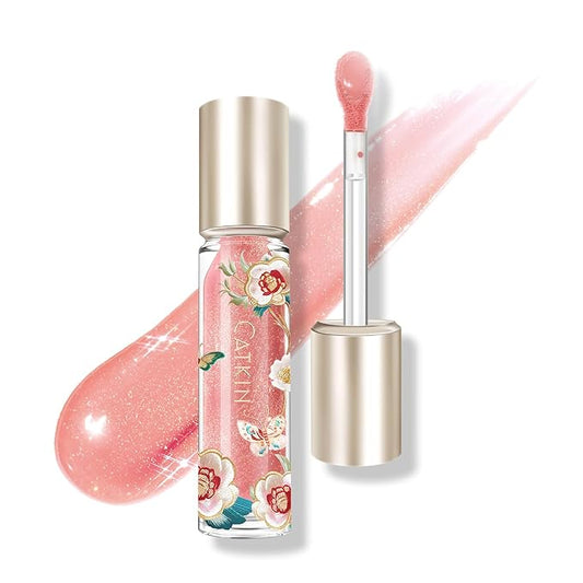Catkin Lip Plumper Gloss, Tinted Lip Serum with Hyaluronic Acid & Jojoba Oil, Non-sticky Volumizing Hydrating Formula for a High Shine Maximum 3D Look, Plump & Soft Lips 0.12 Fl Oz - C03 Coral Pearl-Velvo Beauty