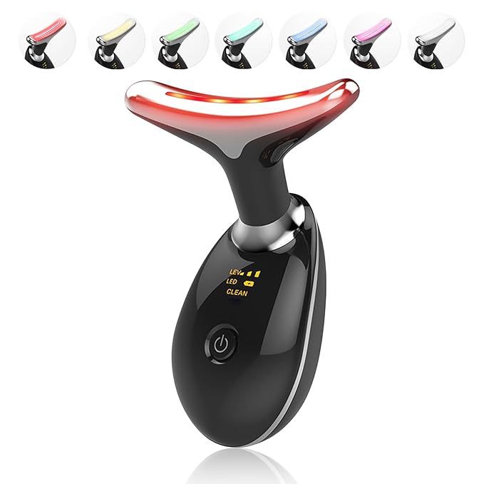 Light Based Multifunctional Facial Massager, 7 Color Portable Face Massager Tool for Skin Care, Glossy Black-Velvo Beauty