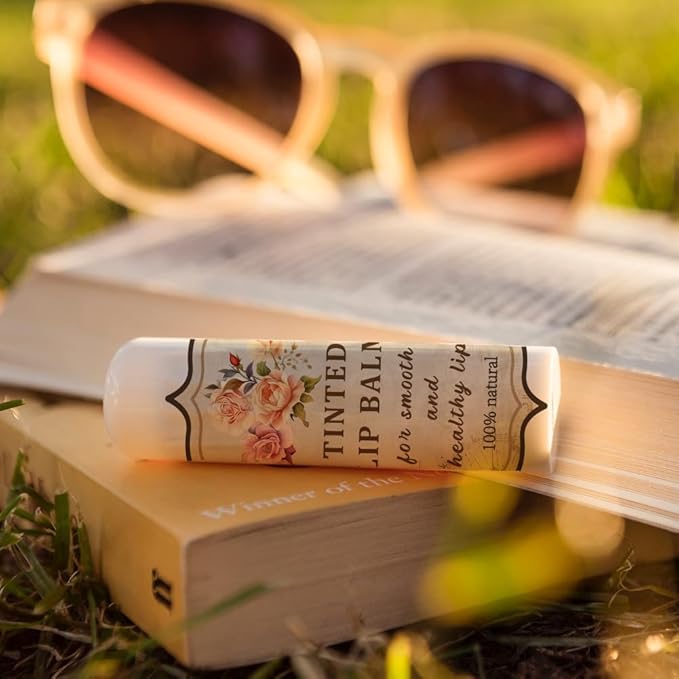 OLYCRAFT 100Pcs Self-Adhesive Lip Balm Tag Stickers 1.7x2.1 inch Vintage Flower Waterproof Adhesive Label with Word Lipstick Tag Sticker for Lip Balm Container Tubes Lipstick Wrapping Decoration-Velvo Beauty