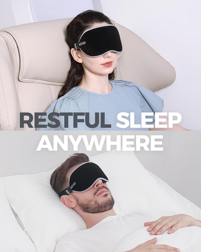 MZOO Luxury Sleep Mask for Back, Side Sleeper, Complete Light Blocking Sleeping Eye Mask Night Blindfold, 3D Zero Pressure & Spacious for Lash Extensions, Breathable Soft Eye Cover Flight Nap Travel-Velvo Beauty