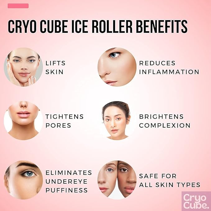 Ice Roller for Face, Eyes and Neck Naturally tone and tighten skin, de-puff eye bags, add a healthy glow Cryotherapy for face and neck which helps enhance skin elasticity (Pack of 1)-Velvo Beauty