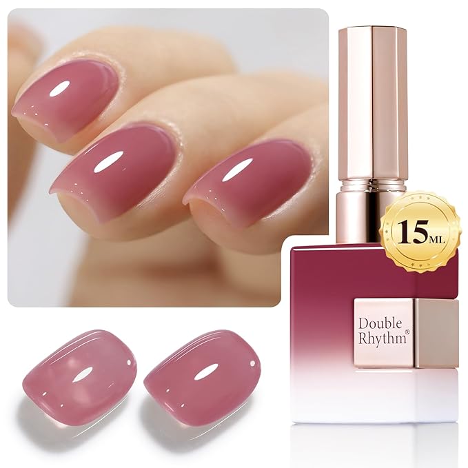 Double Rhythm 0.50 OZ Translucent Gel Polish Same Color Same Bottle Sheer Pastel Neutral Natural Milky 15 ML Jelly UV Nail Art DIY at Home (Light Plum-A1530)-Velvo Beauty
