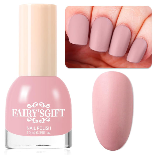Matte Nail Polish Air Dry Nail Lacquer for Nail Art Varnish, Mist Effect Matte Finish Velvet Nail Polish, 0.35 fl oz (Deep Nude-05, 10 ML)-Velvo Beauty