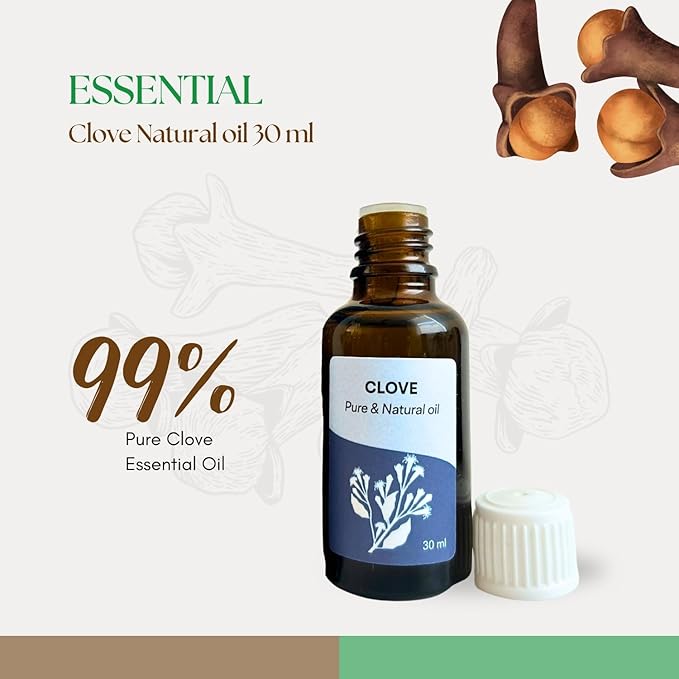 Roots & Above Clove Essential Oil 1.01 oz/30ml Pure Natural Cold-Pressed Oils for Skin, Hair, Massage, Diffusers, Humidifiers, DIY Beauty, Home Candle Making & Self-Care-Velvo Beauty