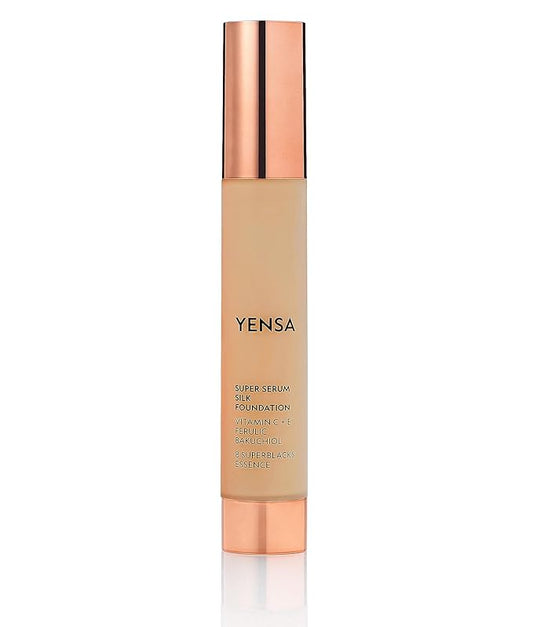 YENSA Super Silk Foundation - Full Coverage, Age-defying complex of Vitamin C, E, Ferulic, and Bakuchiol Oil (Medium 1) 1.0 fl oz-Velvo Beauty