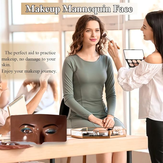 Makeup Practice Face Kit, Makeup Mannequin Face with Makeup Practice Face Board, 3D Reusable Practice Eye Makeup Face Eyeshadow Mannequin for Professional Makeup Artist and Beginner to Practice Makeup-Velvo Beauty