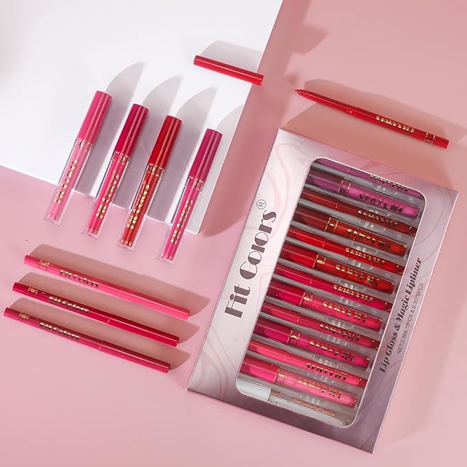 6 Colors Liquid Lipstick + Lip Liner Pen Makeup Set, Super Stay Matte Finish Lip Stain and Define Lip Liner Pencil Gift Set for Women, Longwear, Waterproof, 1PC Lip Glow Oil Include-Velvo Beauty