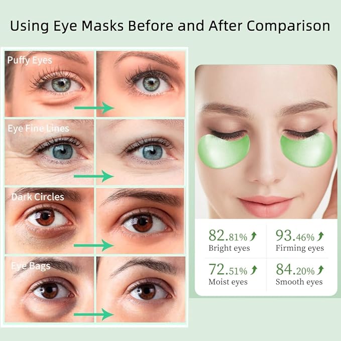 Eye Mask 60 Pcs, Under Eye Patches for Dark Circles and Puffiness, Lighten Fine Lines and Eye Bags,Water Replenishing Eye Treatment Mask (Avocado Eye Mask)-Velvo Beauty