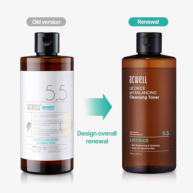ACWELL Licorice pH Balancing Korean Toner for Cleansing 10.14 fl.oz. - Alcohol-Free PH5.5 Hydrating Facial Astringent - Skin Clarifying & Hydration Boosting Toner-Velvo Beauty