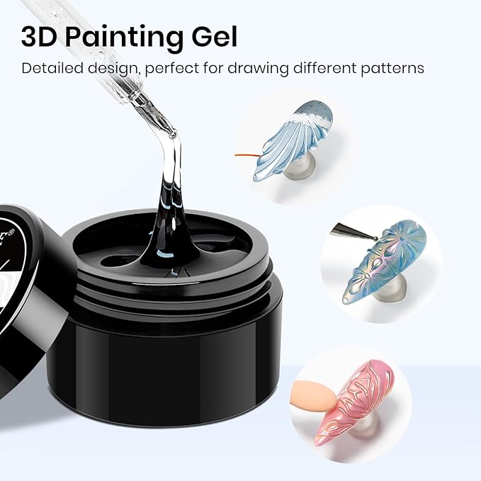 MIZHSE 30g/1oz Solid Builder Gel for Nails and 15g 3D Painting Gel, Clear Hard Gels for Nails Sculpting Nails Art Soak Off U V LED Builder Salon Home DIY Manicure-Velvo Beauty