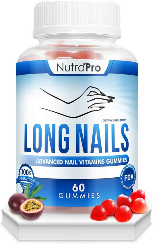 NutraPro Nail Growth Vitamins for Stronger Nail - No More Chipped Nails.Nail Strengthener and Growth Supplement Gummies – Grow Strong Long Nails with Biotin and Collagen Gummies.-Velvo Beauty