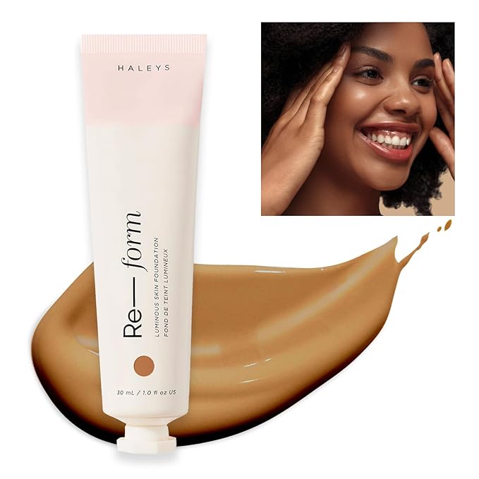 HALEYS Re-form Luminous Skin Foundation, VEGAN + CRUELTY-FREE, Blurs, Conceals, Blendable, Buildable Med-to-Full Coverage, Weightless, Oil-free, All-Day Wear, Hyaluronic Acid, All skin types (7.0)-Velvo Beauty