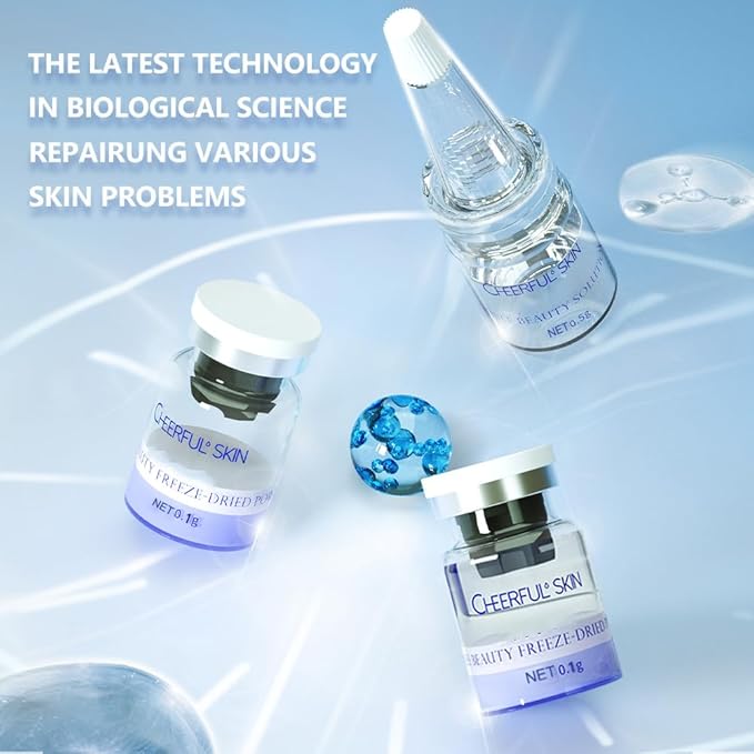 Cheerful Skin Double Beauty Set, Anti Oxidation & Aging Freeze-Dried Powder for 7 days Firming Lightening Fine Lines, Includes 7 Pairs of Powder 100mg+Solution 5ml Set, 2 Droppers-Velvo Beauty