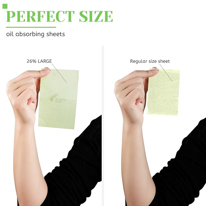 Oil Blotting Sheets for Face - Green Tea,26% Larger,6pk/600 Natural Blotting Paper for Oily Skin,Makeup Friendly Oil Absorbing Sheets,Easy To Grab One-Velvo Beauty
