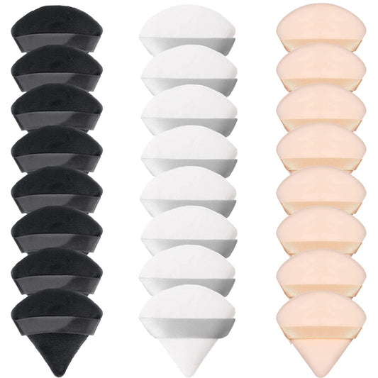 24 Pieces Powder Puff, Triangle Makeup Puff Cotton Powder Face Washable Body Powder Puff for Loose Powder Body Cosmetic Foundation Sponge Makeup Tool (8B8W8N)-Velvo Beauty