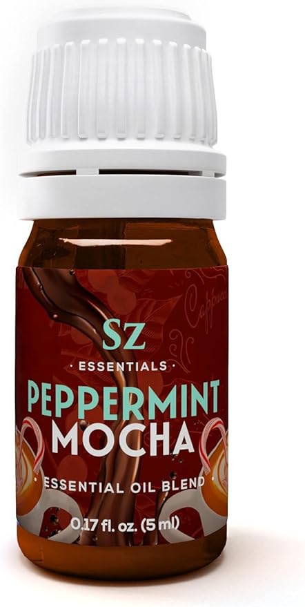 Peppermint Mocha Premium Essential Oil for Diffuser 100% Pure Essential Undiluted Oil - Extracted from Peppermint, Coffee, Cocoa with Vanilla Overtones - Plant Based - 0.17 Fl Oz (5ml)-Velvo Beauty