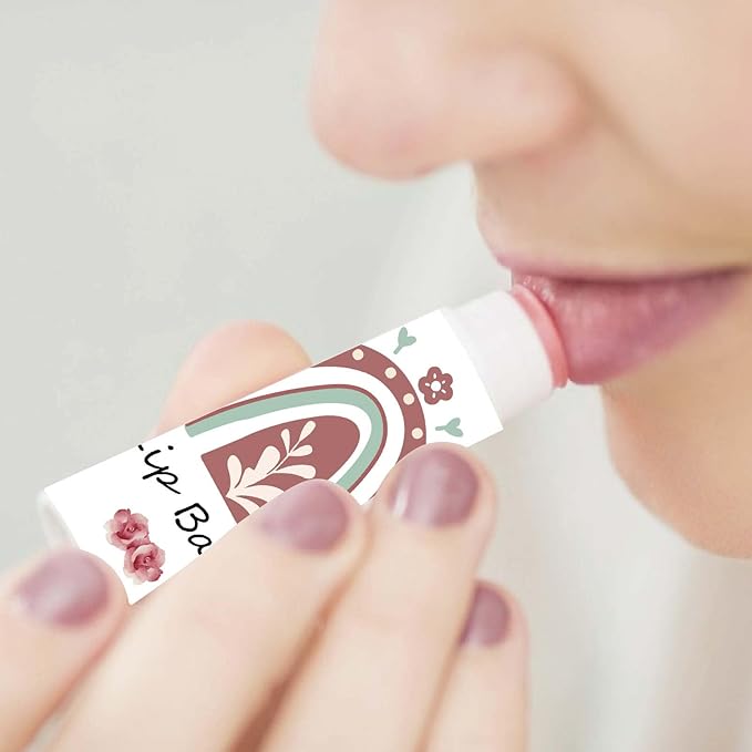 CRASPIRE 80Pcs 8 Styles Lip Balm Sticker Rainbow Self-Adhesive Homemade Lip Balm Labels Vintage Square DIY Label Stickers for Lip Balm Containers Cosmetics Lipsticks-Velvo Beauty