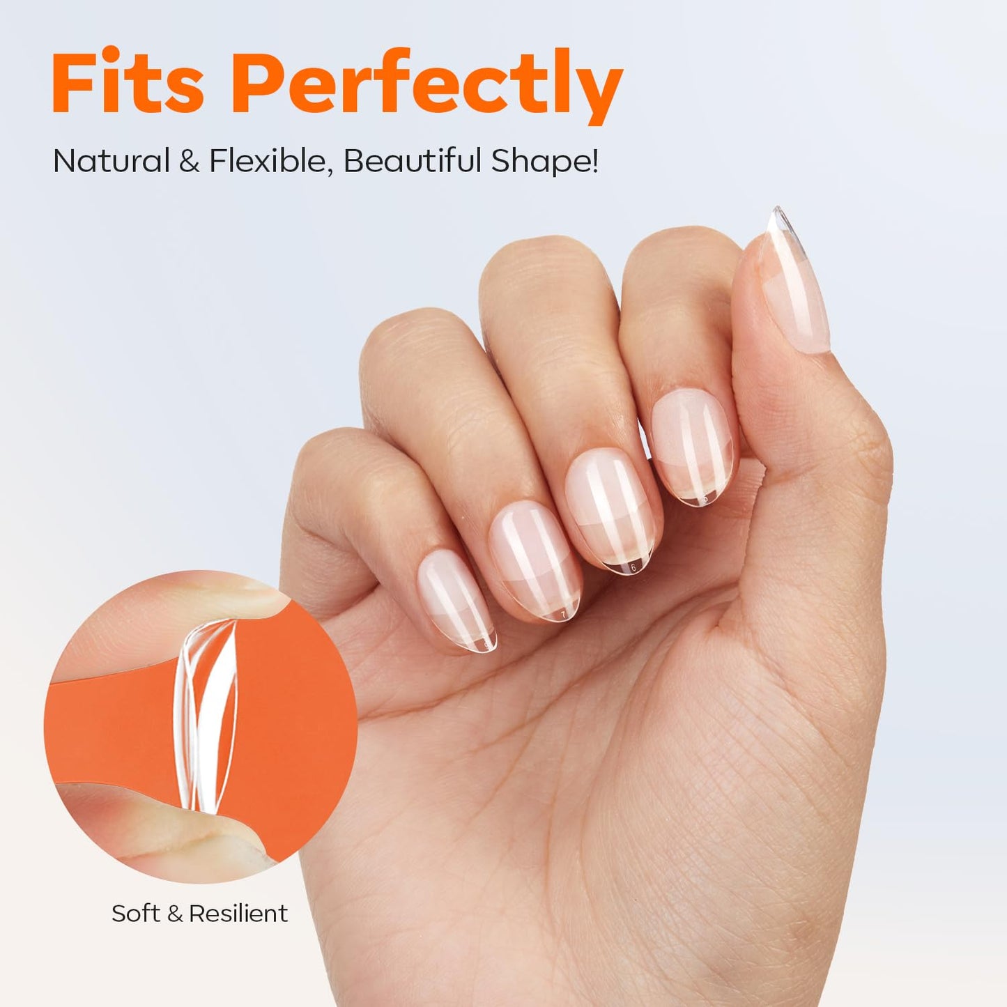 modelones Extra Short Almond Nail Tips, Pre-shaped Tips x Gel Soft Fake Nails False Acrylic Clear Full Cover Press on Extension Kit x Gel Manicure DIY at Home 216PCS 12Sizes-Velvo Beauty
