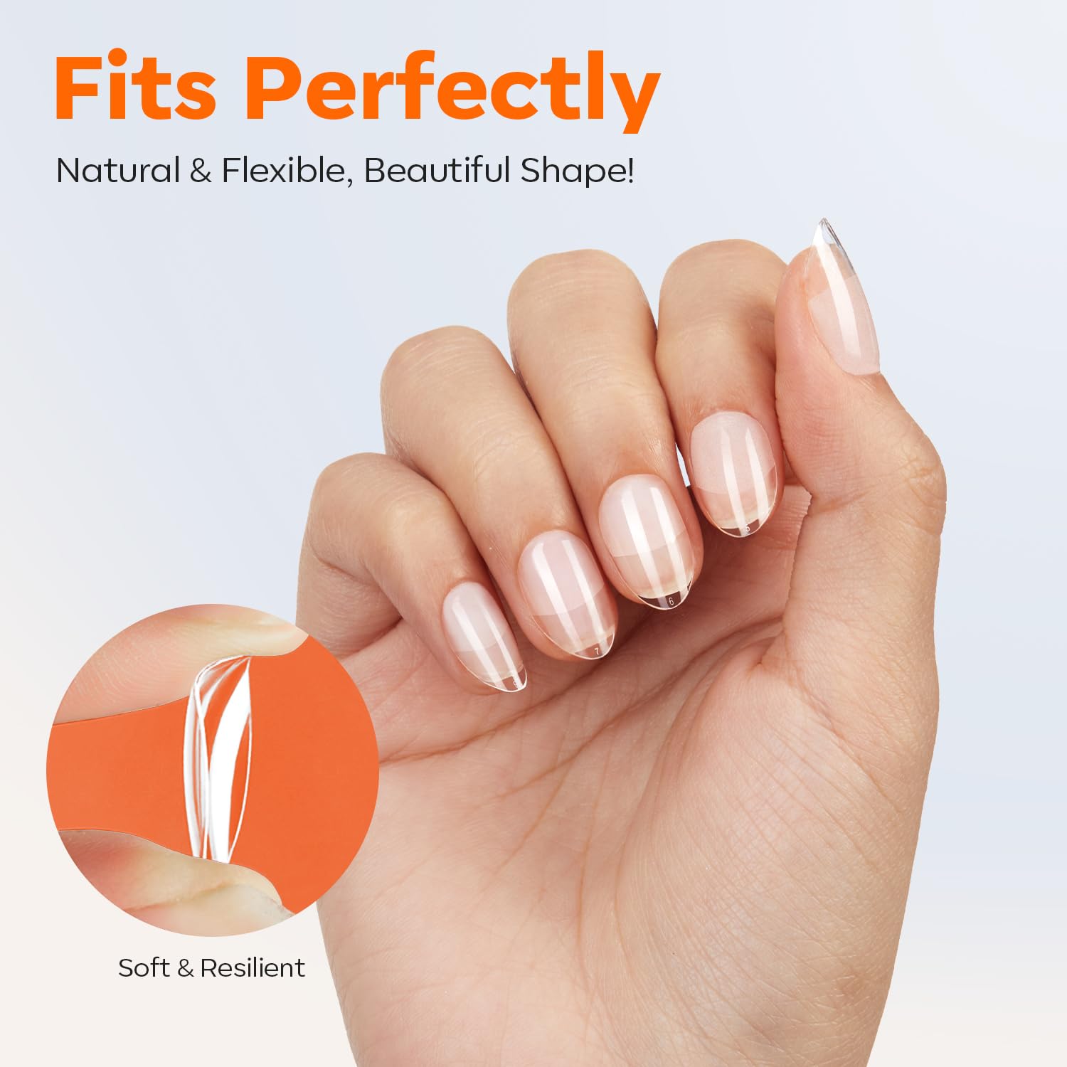 modelones Extra Short Almond Nail Tips, Pre-shaped Tips x Gel Soft Fake Nails False Acrylic Clear Full Cover Press on Extension Kit x Gel Manicure DIY at Home 216PCS 12Sizes-Velvo Beauty