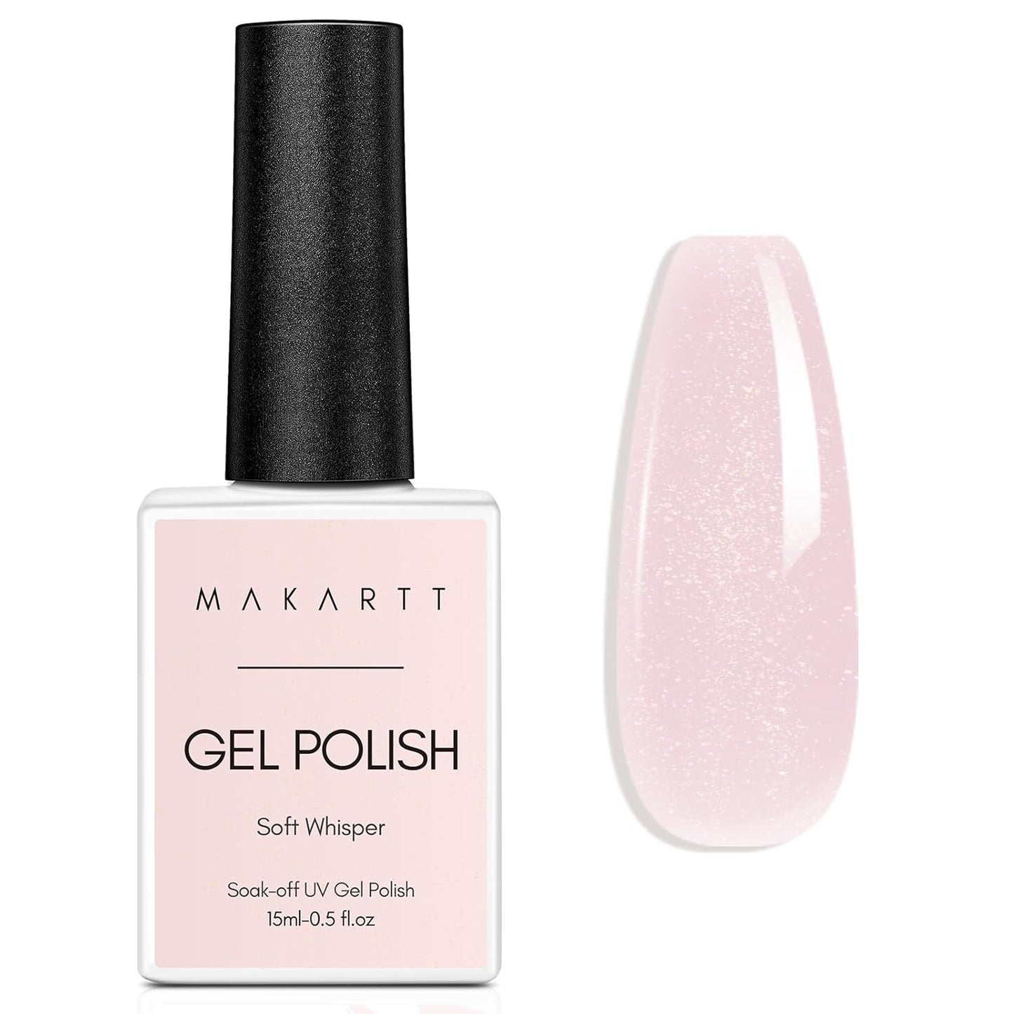 Makartt Gel Nail Polish: Jelly Pink Gel Polish Glitter Natural Nude Soak Off UV/LED Gels for DIY Manicure & Nail Art Designs, Home & Salon Use - Soft Whisper 15ml-Velvo Beauty