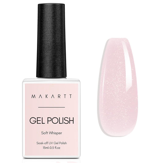 Makartt Gel Nail Polish: Jelly Pink Gel Polish Glitter Natural Nude Soak Off UV/LED Gels for DIY Manicure & Nail Art Designs, Home & Salon Use - Soft Whisper 15ml-Velvo Beauty