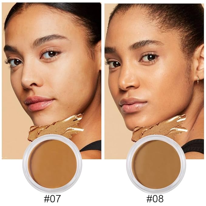 Kaely 2Pcs Cream Pot Concealer Full Coverage Set,Conceal Brighten Dark Circles,under Eye Color Correcting Concealer,Waterproof Foundation Palette with Brush,corrector de ojeras,Vegan Makeup,07+08-Velvo Beauty