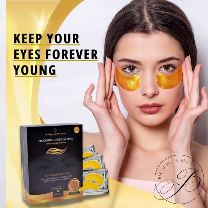 24K Gold Under Eye Patches,Eye mask under eye patches, Eye patches for puffy eyes and dark circles,Eye patches,Under eye patches for puffy eyes dark circles,Under eye treatment, Eye Care,32 pairs-Velvo Beauty