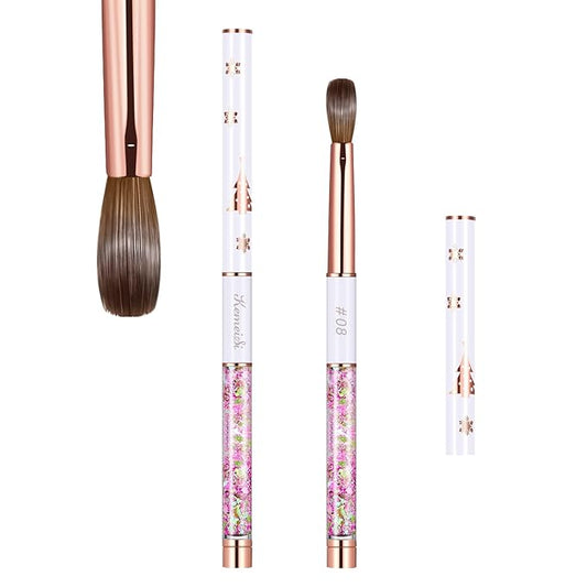 Acrylic Nail Brush Size 8,KEMEISI 100% Pure Kolinsky Nail Art Brushes Sturdy Handle Oval Shaped Acrylic Powder Nail Design Tools for Professional Manicure DIY Home Salon (White)-Velvo Beauty