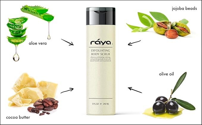 RAYA Exfoliating Body Scrub 8 oz (S-103) | Exfoliating, Refining, and Polishing Body Scrub | Made with Natural Loofah and Essential Oils | Relieves Ingrown Hairs-Velvo Beauty