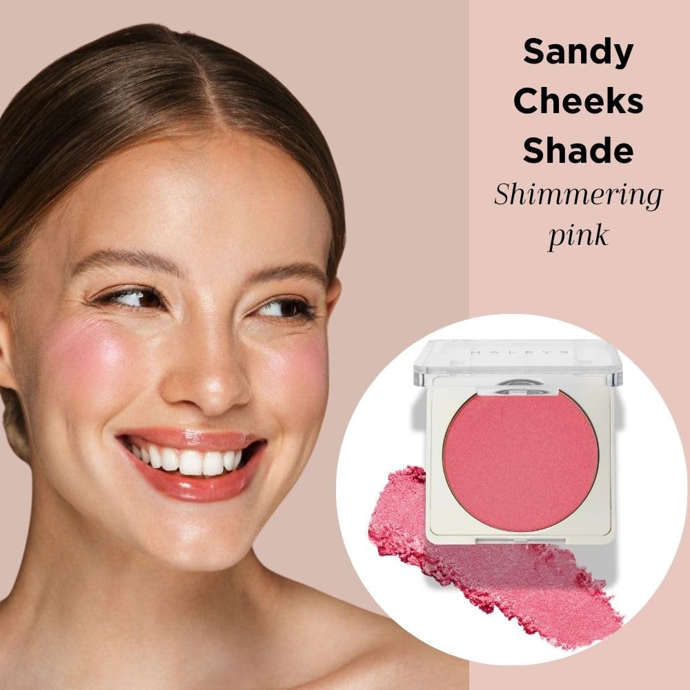HALEYS Re-pop Smoothing Powder Blush (Sandy Cheeks) - Pigmented, Easy Blending, Longwear, Buildable, Talc-Free, V + CF-Velvo Beauty