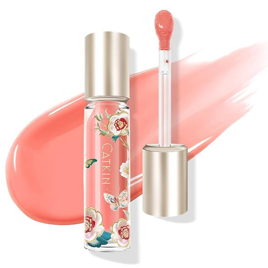 Catkin Lip Plumper Gloss, Tinted Lip Serum with Hyaluronic Acid & Jojoba Oil, Non-sticky Volumizing Hydrating Formula for a High Shine Maximum 3D Look, Plump & Soft Lips 0.12 Fl Oz - C08 Fire Opal-Velvo Beauty