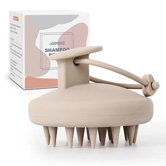 AIMIKE Scalp Massager Shampoo Brush, Soft Silicone Hair Scrubber for Washing Hair, Dandruff Removal & Scalp Scrubber Hair Growth Stimulator, Scalp Brush/Exfoliator Brush On Dry & Wet Scalp-Velvo Beauty