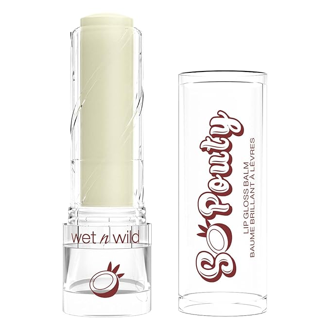 wet n wild Perfect Pout So Pouty Shine Tinted Lip Balm Coconut Flavored, Hyaluronic Acid, Vegan Collagen, Moisturizing For Dry Lip Care, Clear-Velvo Beauty