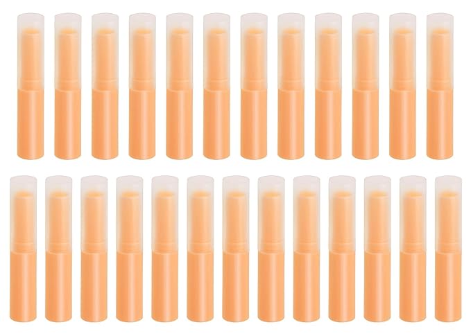 0.14oz Empty Flavored Lip Balm Container Tubes Plastic Homemade Moisturizing Lip Stick with Caps Bulk Fit for Women Adult DIY Making Supplies, 25 Count (Orange)-Velvo Beauty