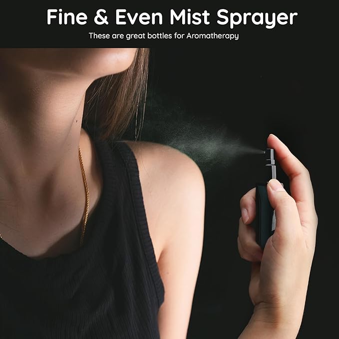 Segbeauty Glass Perfume Bottles, 5 Pack 10ML Refillable Mini Perfume Bottle Travel, Portable Leak-proof Square Spray Pump Bottle Atomizer Dispensing Containers with Lids for Fragrance Essential Oil-Velvo Beauty