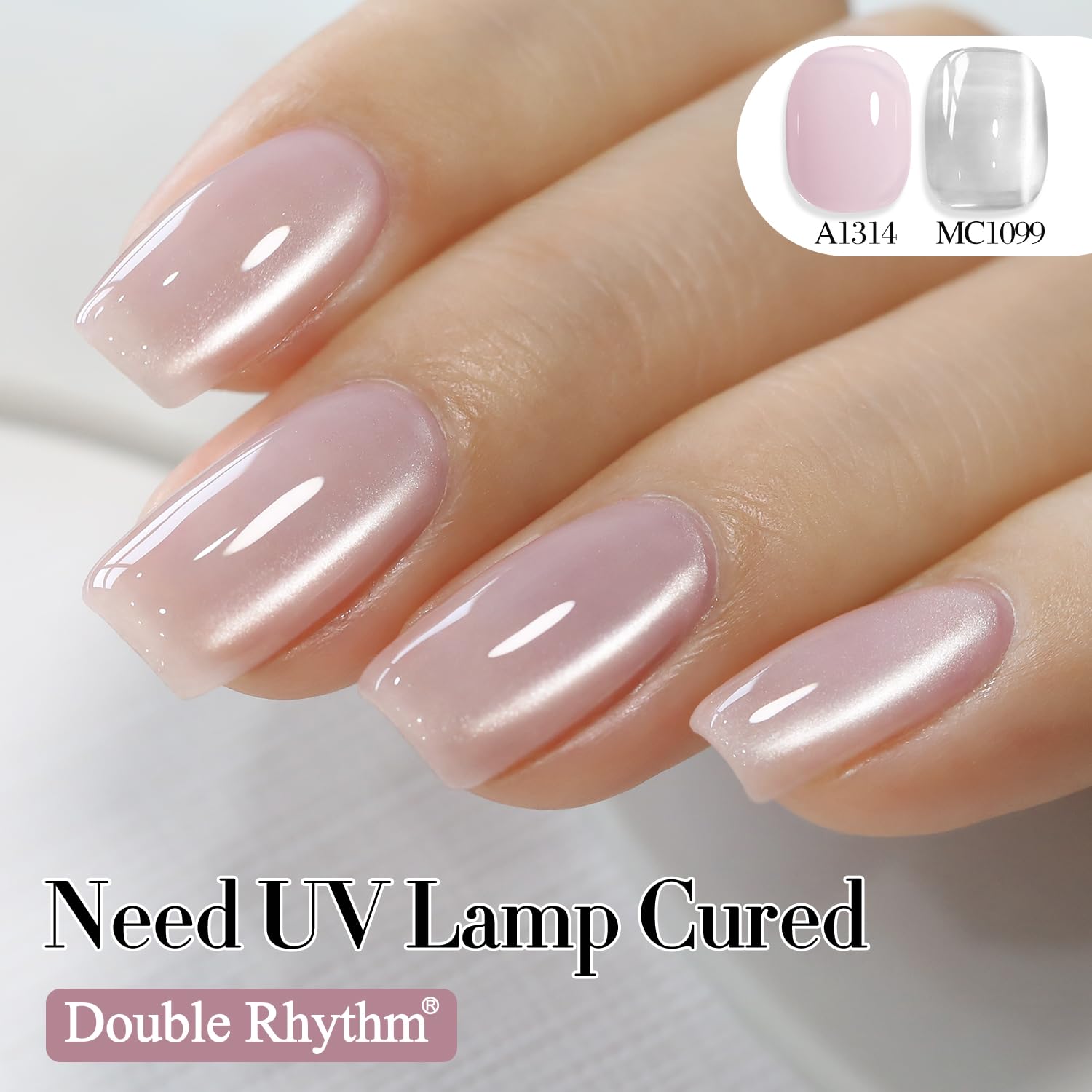 Double Rhythm Jelly Glass Cat Eye Gel Polish with Magnet 15ML Holographic Glitter Shimmer Translucent Sheer Color Magnetic Nail Polish Salon DIY at Home (Jelly Silver-MC1099)-Velvo Beauty