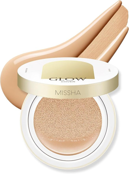 MISSHA Glow Cushion No.23 Natural Beige for Natural Skin Radiant & Moisturizing Skin with Buildable Coverage-Velvo Beauty