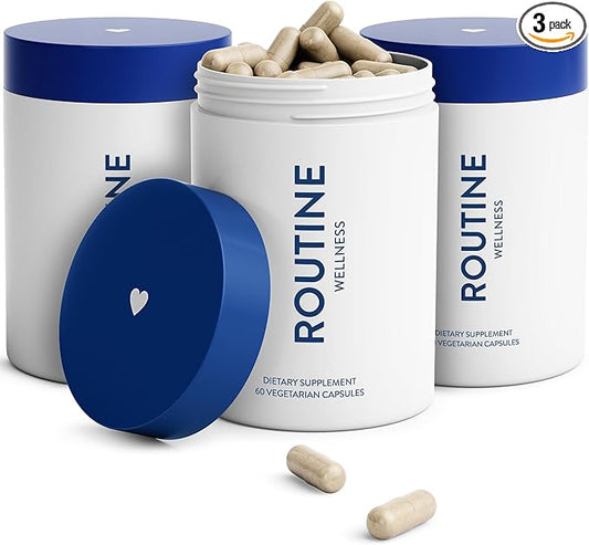 Routine Wellness Hair Growth Supplement - Clinically Proven for Thicker, Fuller Hair - Reduces Wrinkles, Fine Lines - Gluten Free, Ideal for Women & Men with Thinning Hair - 3 Bottles, 90 Day Supply-Velvo Beauty