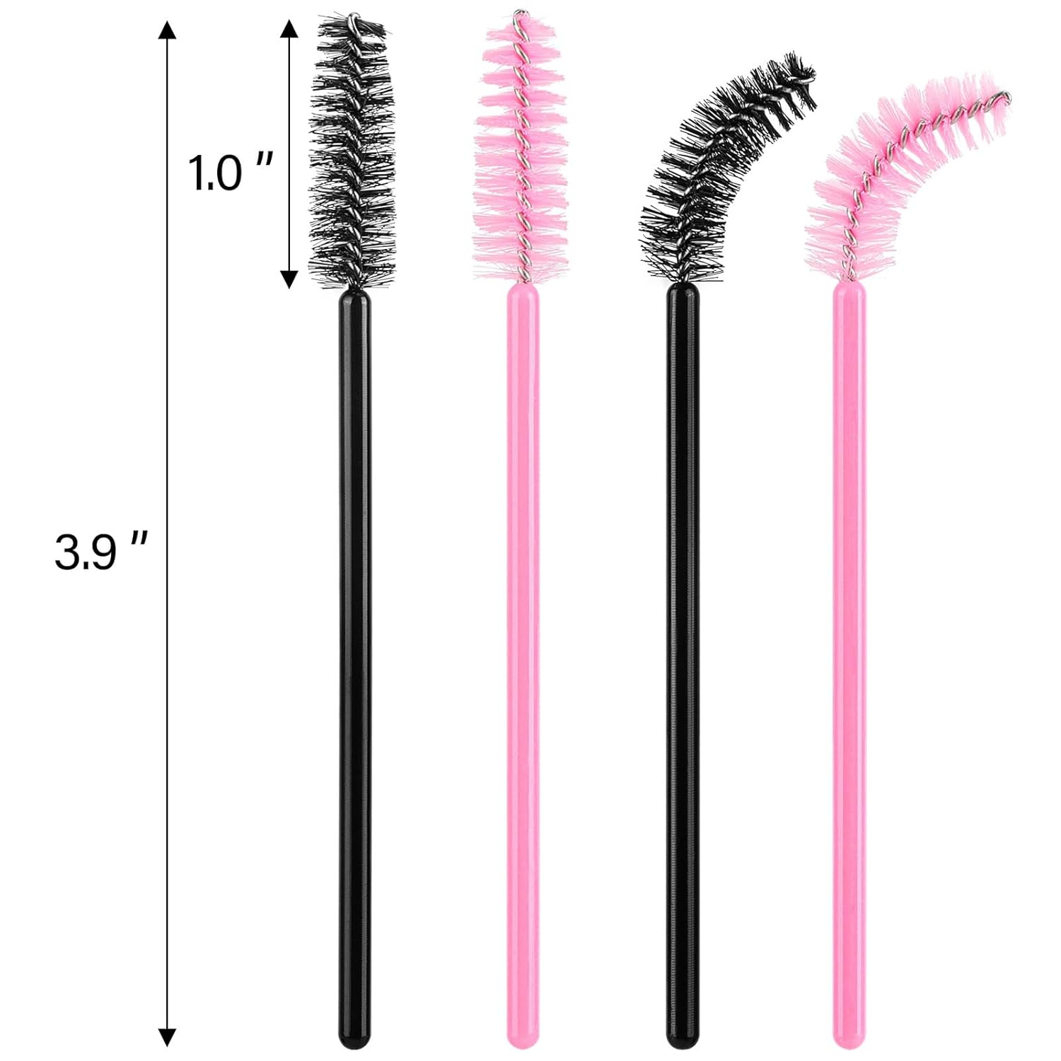 1000 Disposable Mascara Wands Eyelash Brushes Spoolies for Eyebrow Eye Lash Extension Black and Pink-Velvo Beauty
