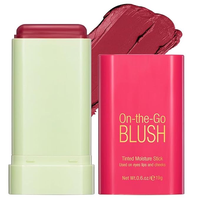 Multi-Use Makeup Blush Stick, Cream Face Blush Makeup Stick for Cheeks Eyes Lips, Super Natural Matte Finish Looking Long-Lasting Moisturizing Blush Stick, Suitable for All Skin (2#, Hot Red)-Velvo Beauty