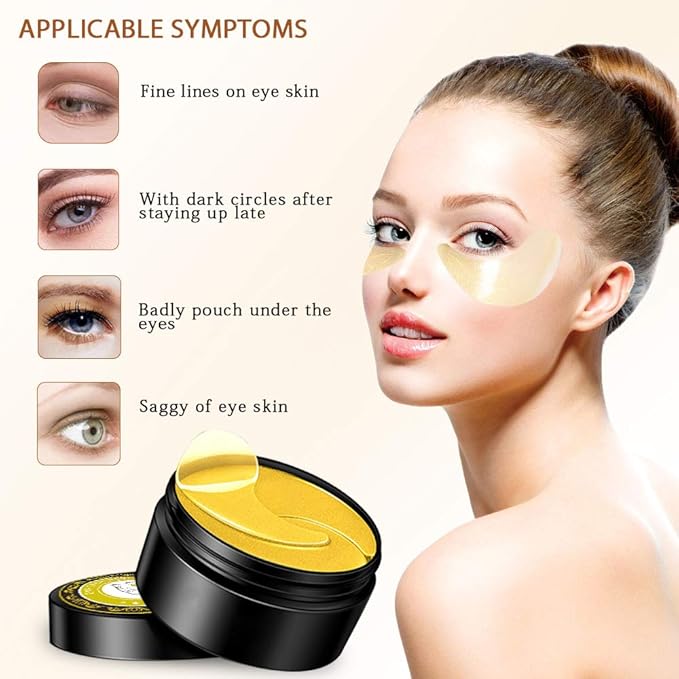 Under Eye Patches (30 Pairs Eye Gels) - Golden Eye Mask with Amino Acid & Collagen - Rejuvenating Treatment for Dark Circles, Puffy Eyes, Refreshing, Revitalizing, Travel, Wrinkles-Velvo Beauty