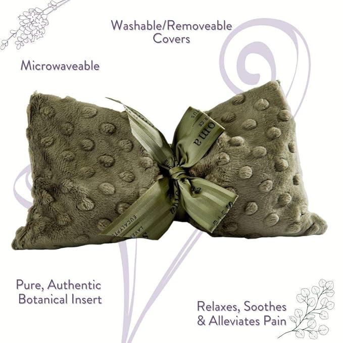 Sonoma Lavender Spa Mask, Heatable/Chillable Aromatherapy Eye Pillow with Eucalyptus and Lavender Infused Flaxseed Insert, Eye Compress for Stress Relief with Removable and Washable Cover (Green Dot)-Velvo Beauty