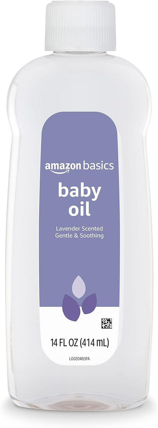 Amazon Basics Baby Oil, Lavender Scented, 14 Fluid Ounce, 1-Pack (Previously Solimo)-Velvo Beauty
