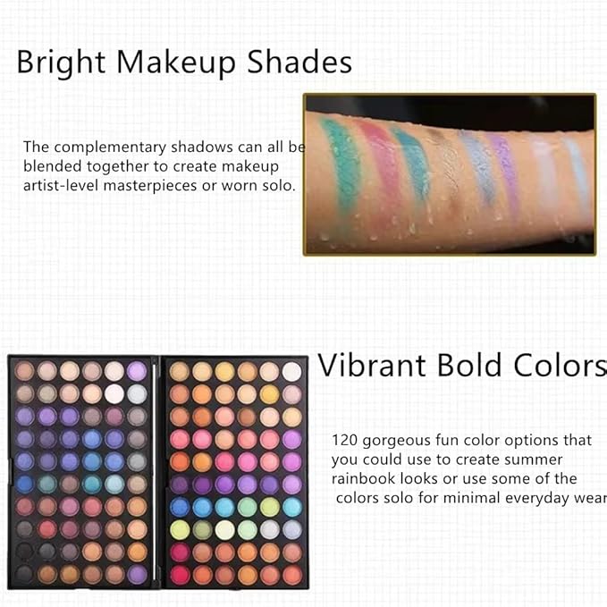 120 Colors Highly Pigmented Eye Makeup Palette,Spotlight Eyeshadow Palette Natural Colors Make Up Eye Shadows Long Lasting Waterproof Eye Shadow Cosmetics Gift Kit-Velvo Beauty