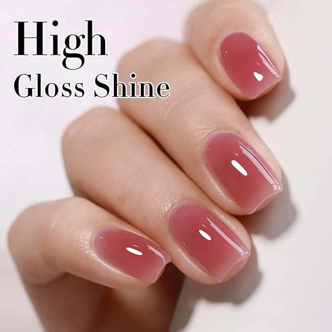 Double Rhythm 0.50 OZ Translucent Gel Polish Same Color Same Bottle Sheer Pastel Neutral Natural Milky 15 ML Jelly UV Nail Art DIY at Home (Deep Purple Pink-A1513)-Velvo Beauty