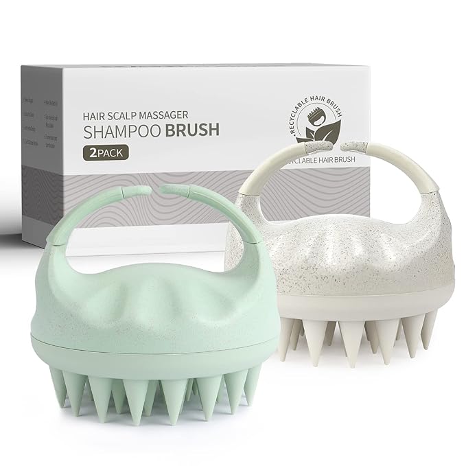 Sndyi 2 Pcs Scalp Massager Shampoo Brush, Scalp Scrubber with Soft Silicone Bristles, Scalp Exfoliator for Dandruff Removal, Scalp Massager for Hair Growth, Wet Dry Hair Brush for Scalp Care-Velvo Beauty